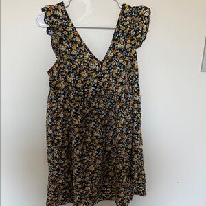 SHEIN Floral Mini Dress - Black and Yellow